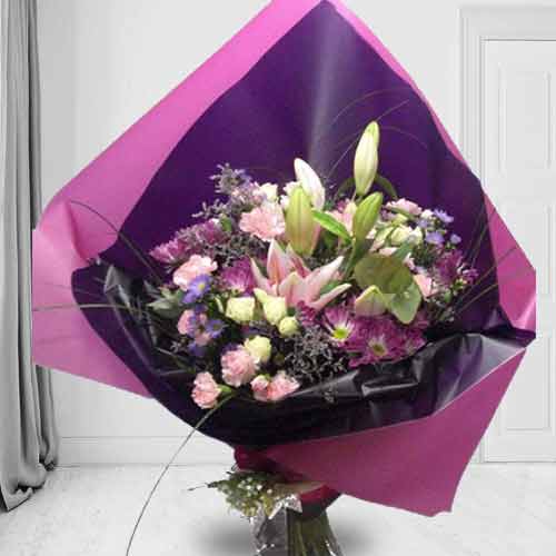 Bouquet Of Pink Seasonal Flowers-Send Graduation Flowers