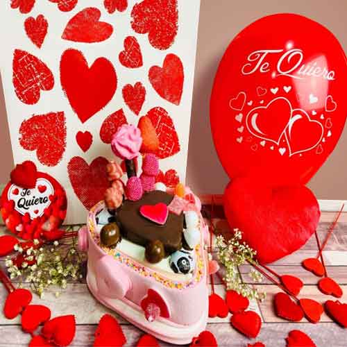 Romantic Sweet Cake-Heartshaped Cake With Jelly Beans