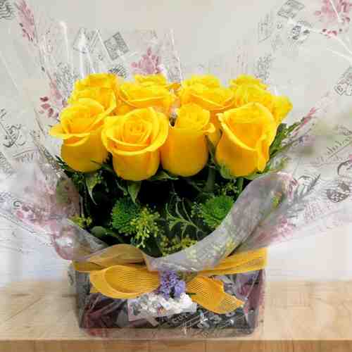 Yellow Rose Arrangement-Yellow Love Bouquet Send On Valentine's Day