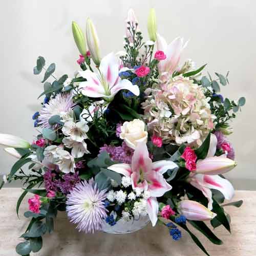 Lilium And Hydrangea Arrangement