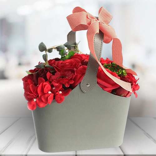 Flower Basket Red Soap-Send Anniversary Gift For Wife