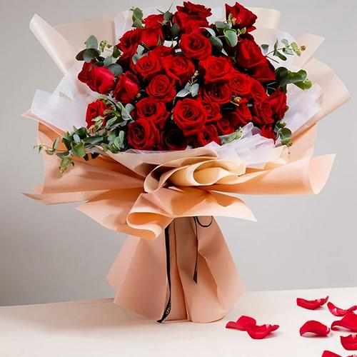 24 Red Roses Bouquet-Flowers For Wife Birthday