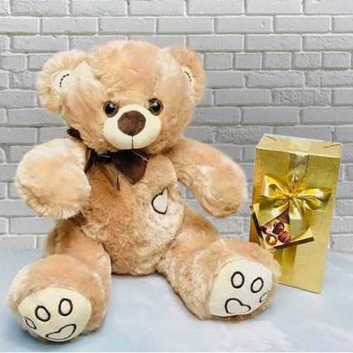 Bear Plush And Chocolates-Birthday Teddy And Chocolate Gift For Kids