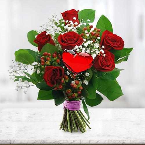 6 Red Rose Bouquet-Send Roses For Birthday