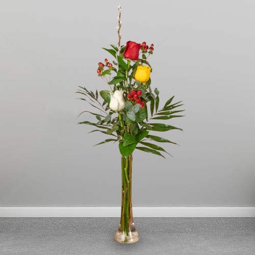 - Valentine Mixed Rose Vase Delivery