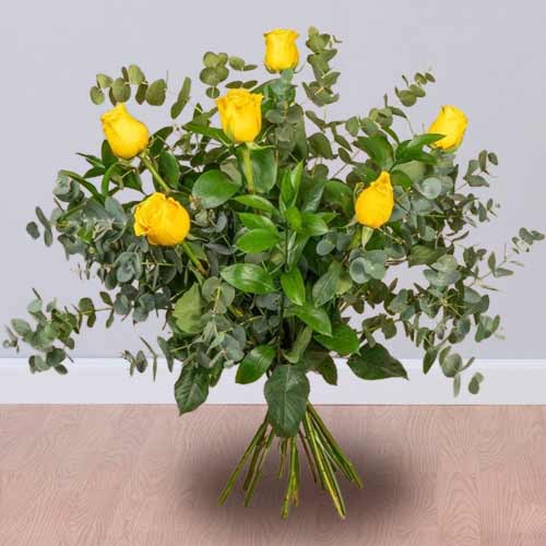 6 Long Stemed Yellow Roses