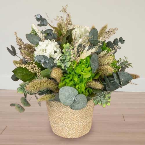 Rustic Hydrangea Dried Floral Basket For Mom