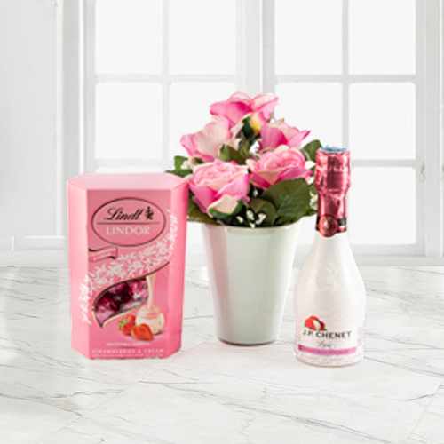Pink Roses And Chocolate-Anniversary Gifts For Mom