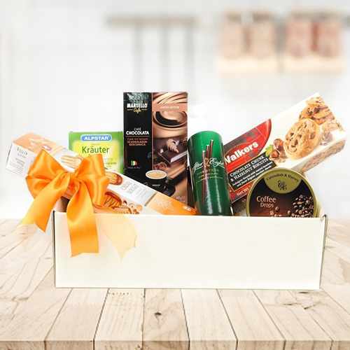 Splendor Coffee Treats-Tea And Cookies Gift Basket