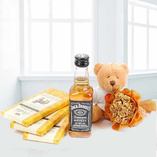 Teddy Dark Chocolates With Jack Daniel-Graduation Gift For Girlfriend