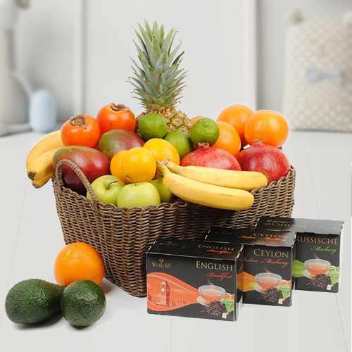 Fruits And Tea Hamper-Get Well Packages To Send