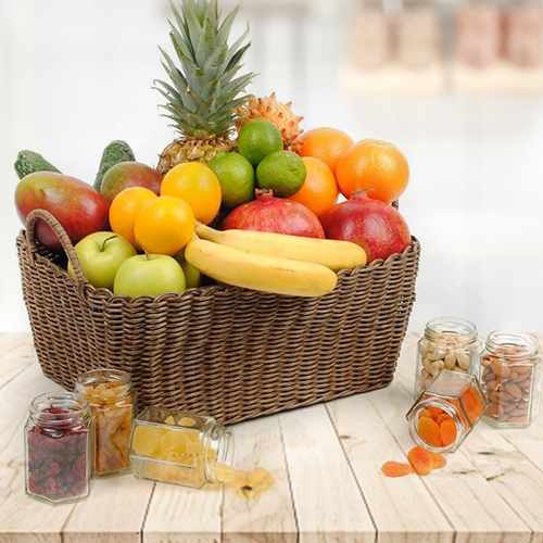 Fruits Nuts And Dry Fruits Hamper-Get Well Soon Care Package Delivery