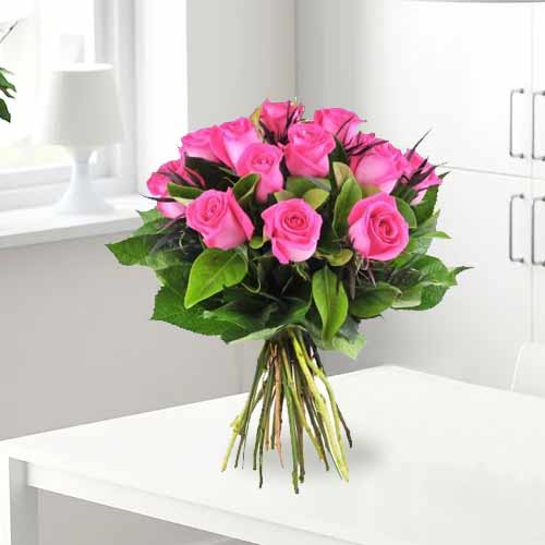 A Pleasure With 12 Pink Rose-Apology Flowers For Girlfriend