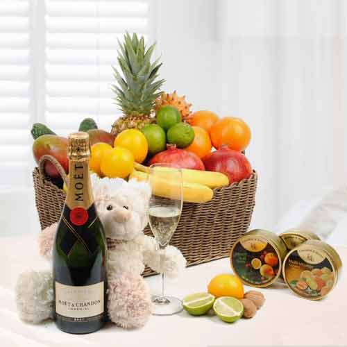 Fruit With Champagne And Candies