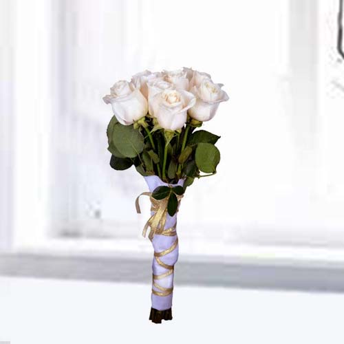 12 White Roses-Girlfriend Flower Bouquet