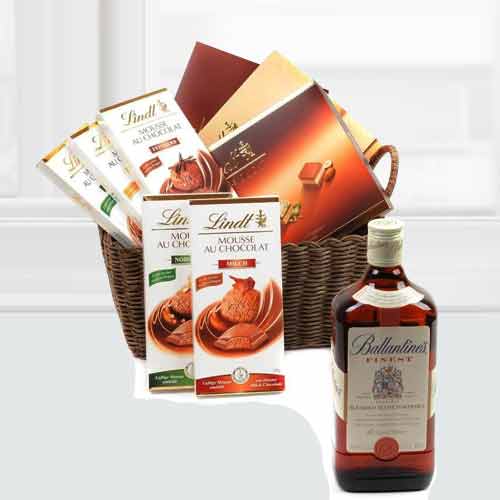 Lindt Chocolate Basket With Whiskey-Birthday Ideas For Adult Son