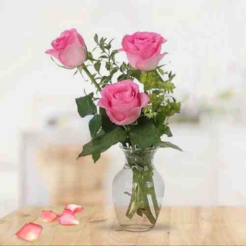 3 Pink Rose Bouquet-Gift Flower For Girlfriend